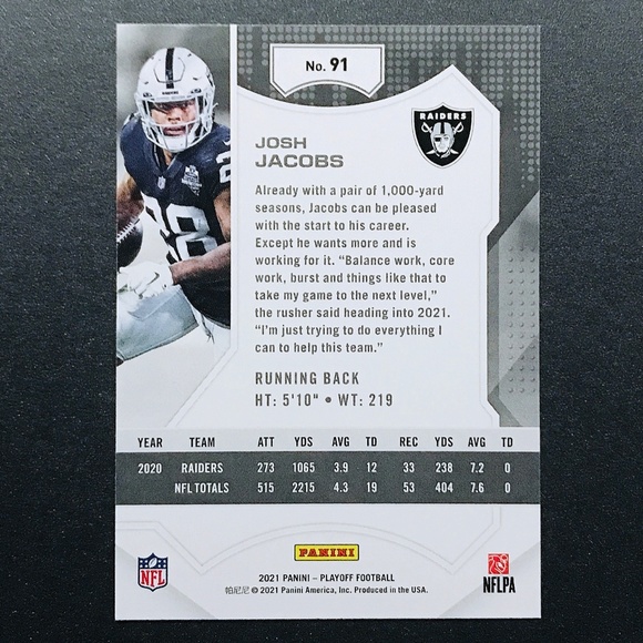 Josh Jacobs - 2021 Playoff #91 - Picture 2 of 2